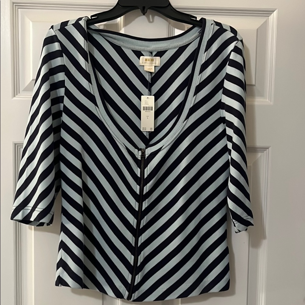 Anthropologie Blue Fitted Blouse with Buttoned Style